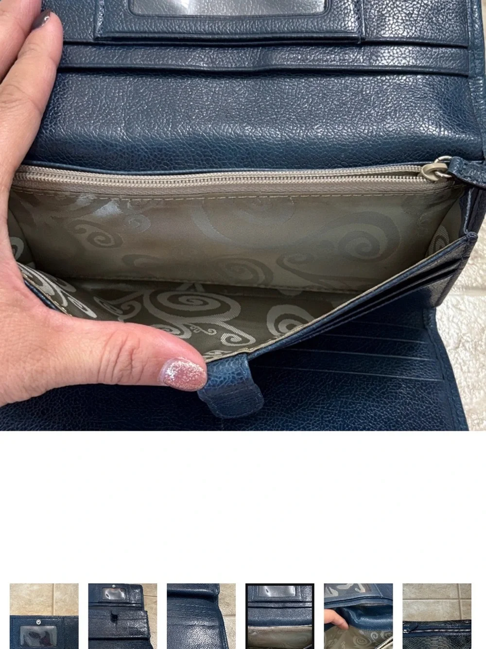 Brighton blue Leather Tote shoulder bag purse with matching Snake Texture Wallet
